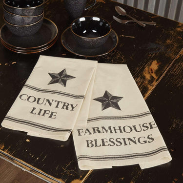 Farmhouse Star Country Life Muslin Unbleached Natural Tea Towel Set of 2 19x28 VHC Brands - The Fox Decor